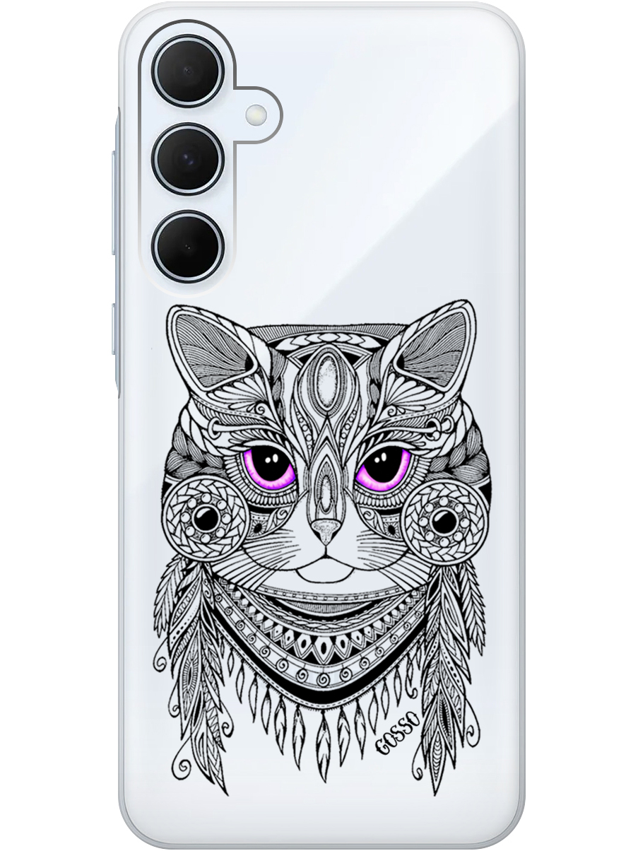 

Силиконовый чехол на Samsung Galaxy A35 с рисунком "Grand Cat" прозрачный, Прозрачный;фиолетовый;черный, 20012130