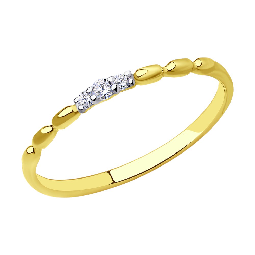 

Кольцо из желтого золота р.  Diamant 53-110-01495-1, фианит, 53-110-01495-1