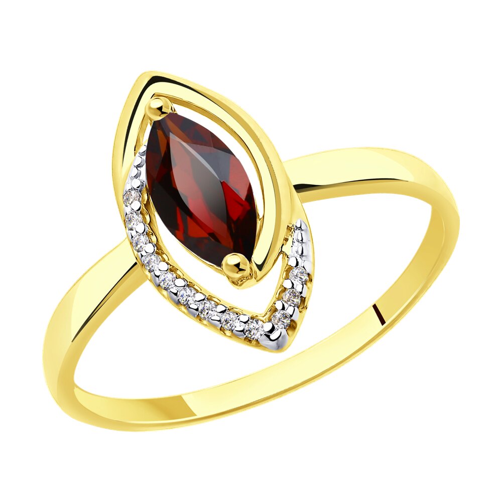 

Кольцо из золота р. 17,5 Diamant 53-310-00241-2, фианит\гранат, 53-310-00241-2