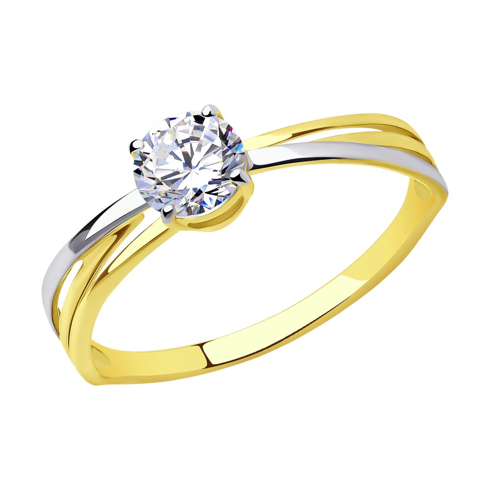 

Кольцо из желтого золота р.  Diamant 53-110-01576-1, фианит, 53-110-01576-1