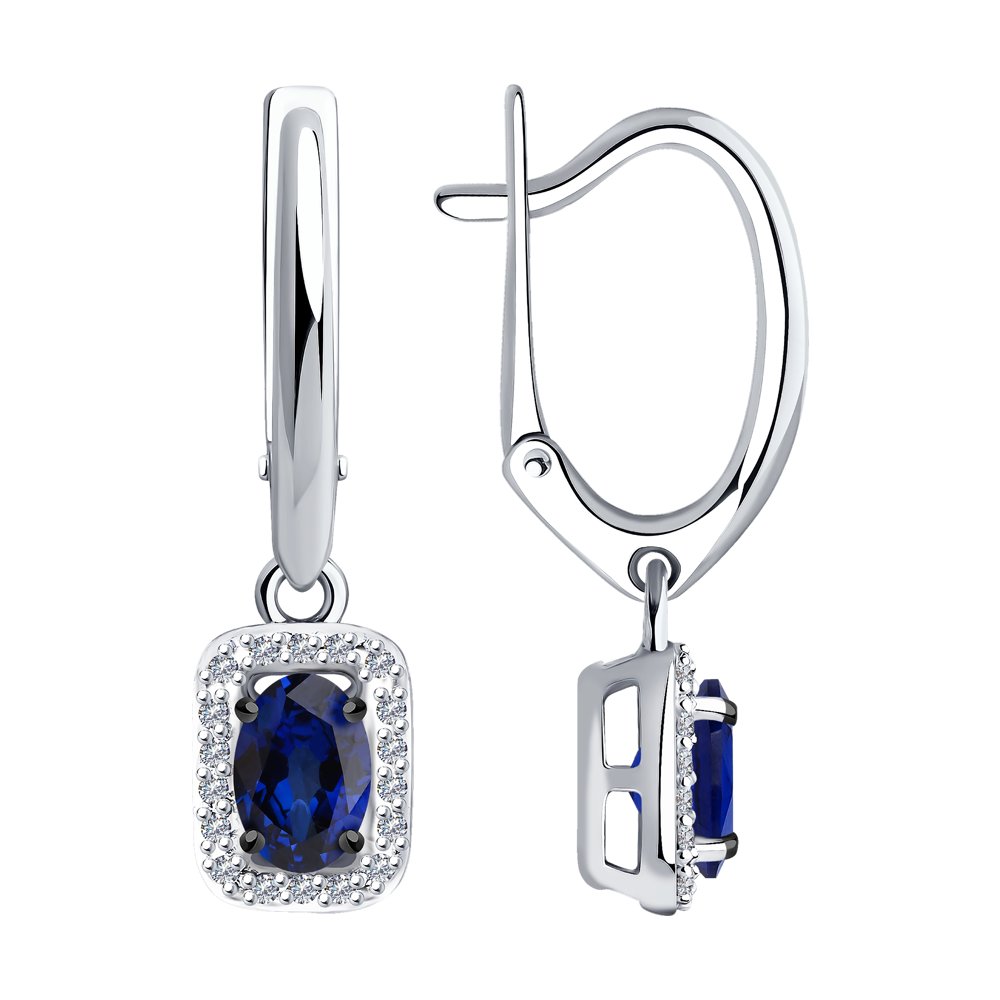 

Серьги подвески из белого золота SOKOLOV Diamonds 2020994, бриллиант/сапфир, 2020994