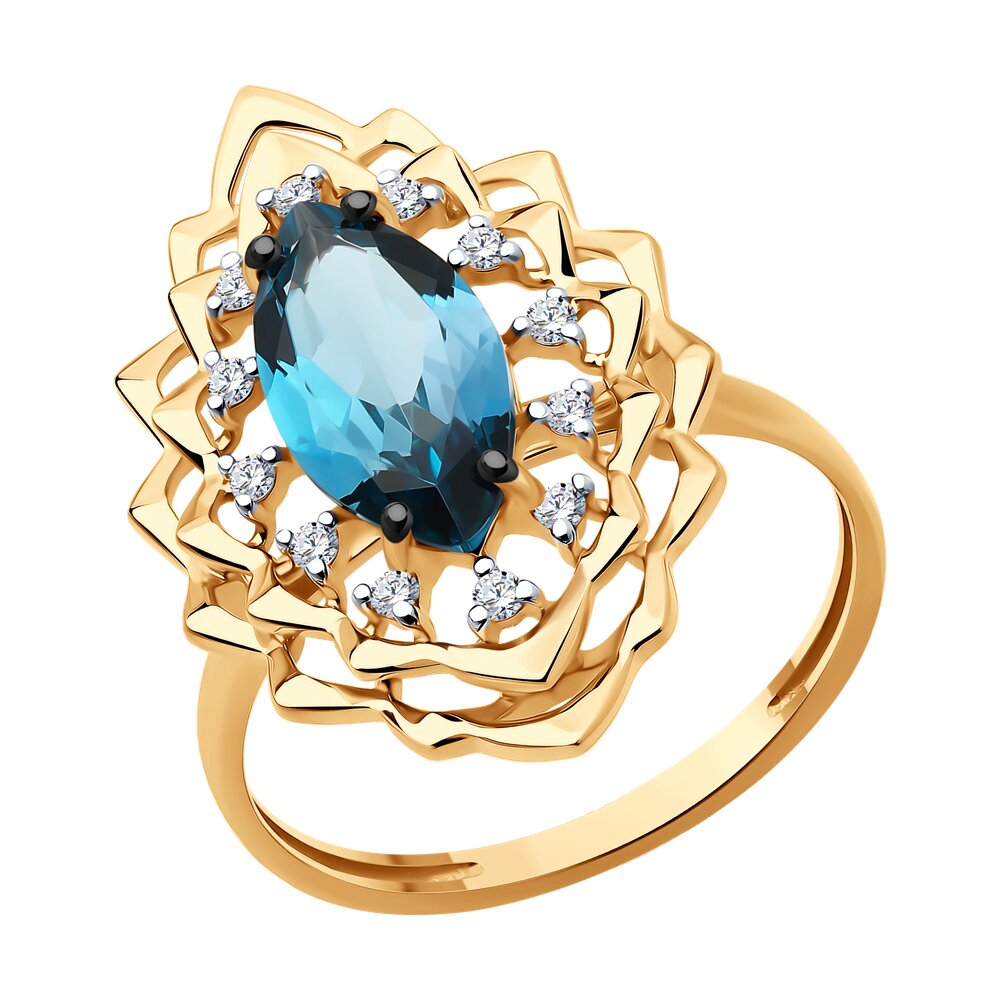 

Кольцо из золота р. 17 Diamant 51-310-02468-2, фианит\топаз, 51-310-02468-2