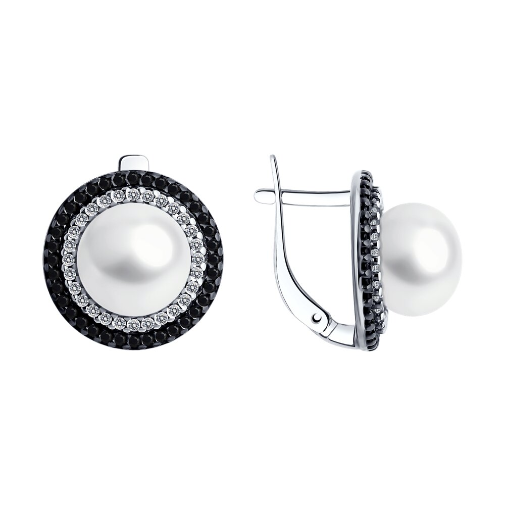 

Серьги пусеты из серебра Diamant 94-320-01918-1, фианит/шпинель/жемчуг культивированный, 94-320-01918-1