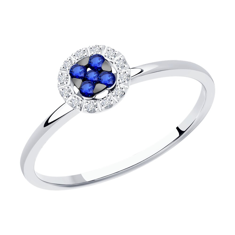 

Кольцо из белого золота с бриллиантом/сапфиром р.  SOKOLOV Diamonds 2011247-3, 2011247-3