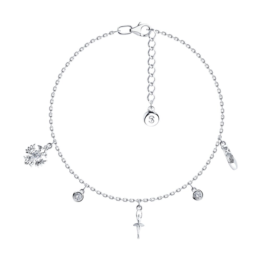 

Браслет из серебра р. 19 SOKOLOV 94051177, фианит, 94051177