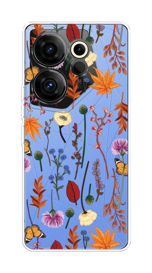 

Чехол на Tecno Camon 20 Premier "Orange Purple flowers", Оранжевый;красный;розовый;желтый;прозрачный, 304250-1