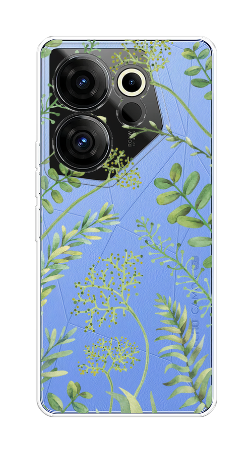 

Чехол на Tecno Camon 20 Premier "Green Leaves", Зеленый;прозрачный, 304250-1