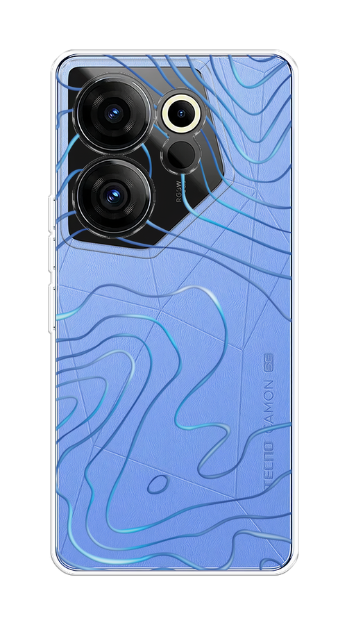 

Чехол на Tecno Camon 20 Premier "Blue lines", Прозрачный;синий, 304250-1