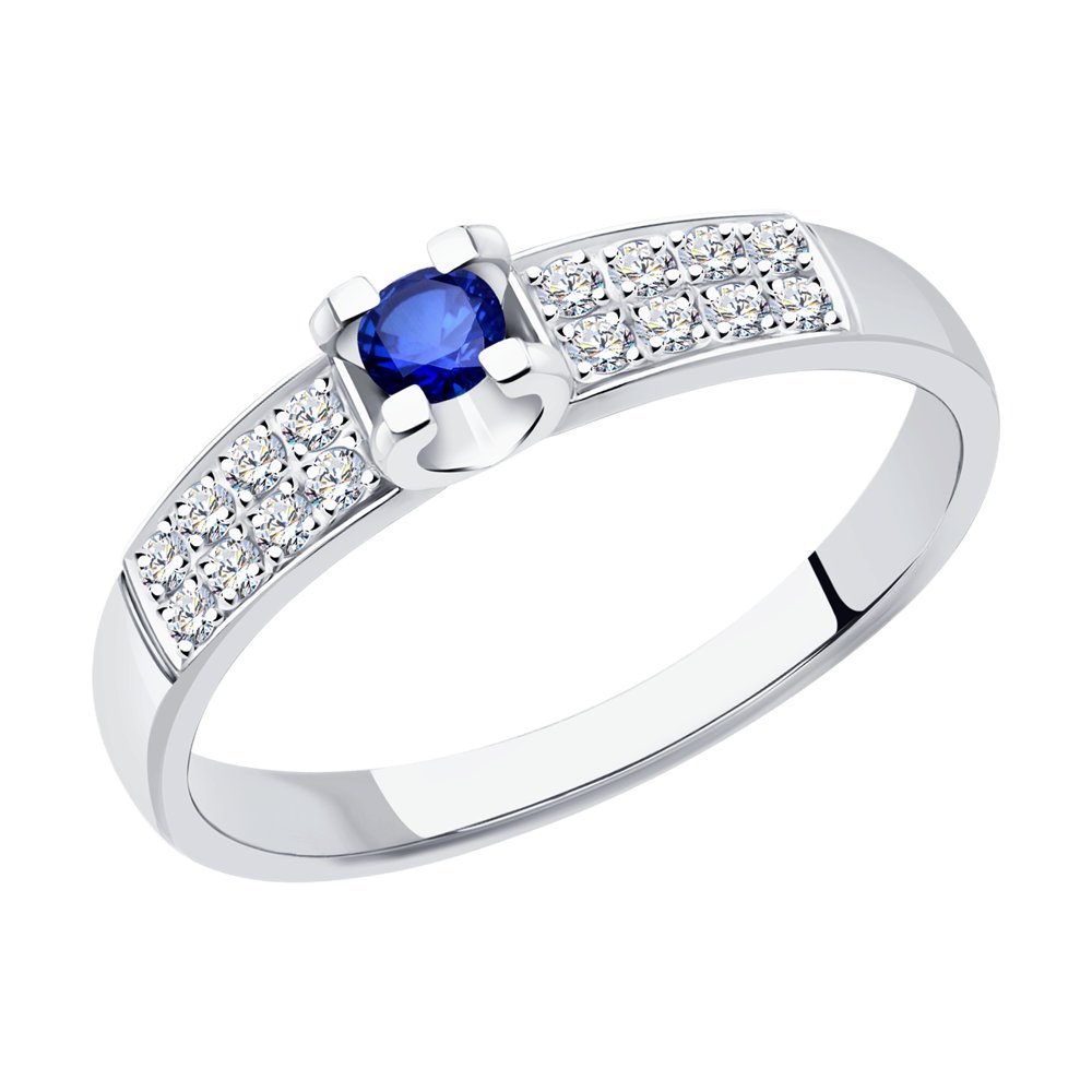 

Кольцо из белого золота с бриллиантом/сапфиром р.  SOKOLOV Diamonds 2011197-3, 2011197-3
