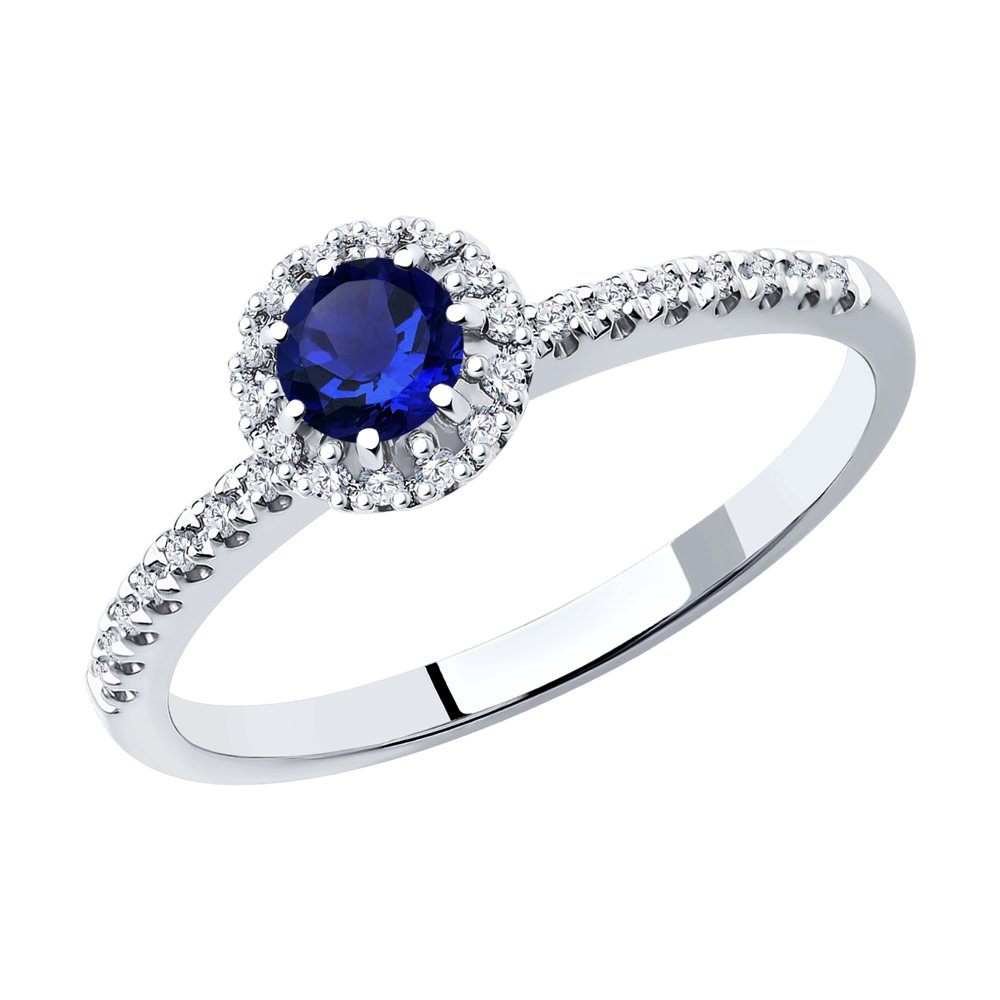 

Кольцо из золота р. 16 SOKOLOV Diamonds 2011172-3, бриллиант\сапфир, 2011172-3