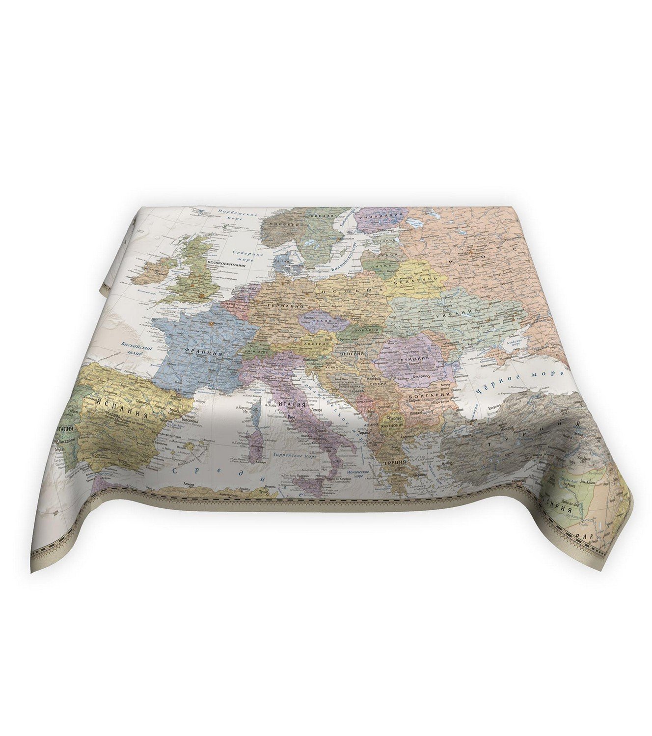 фото Скатерть "карта европы в стиле ретро" 145*145 см globusoff