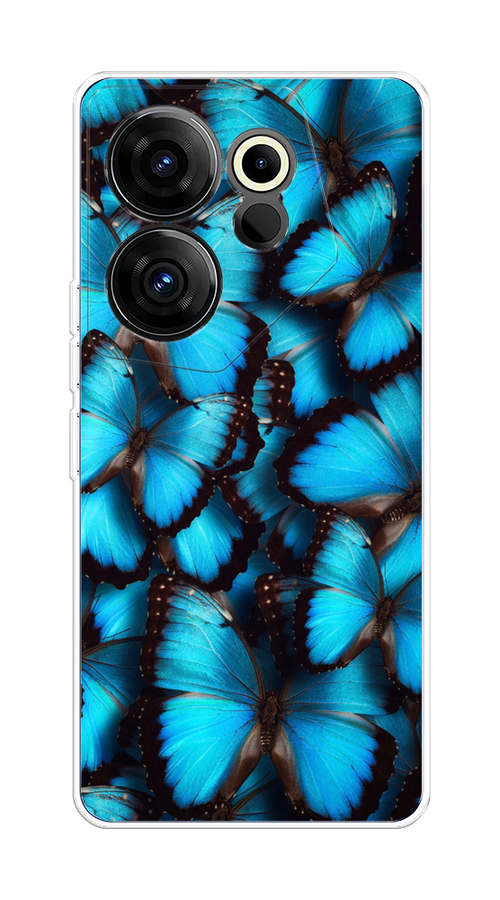 

Чехол на Tecno Camon 20 Premier "Тропическая бабочка 2", Голубой;черный, 304250-1