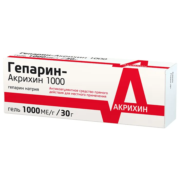 

Гепарин гель для наружного применения 1000 ме/г туба 30 г 1 шт.