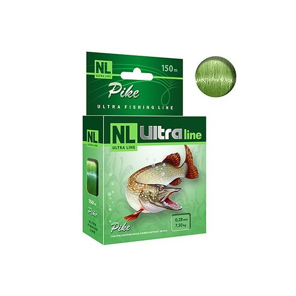 Монофильная леска для рыбалки AQUA NL ULTRA PIKE (Щука) 150m 0,28mm ( 1 штука )