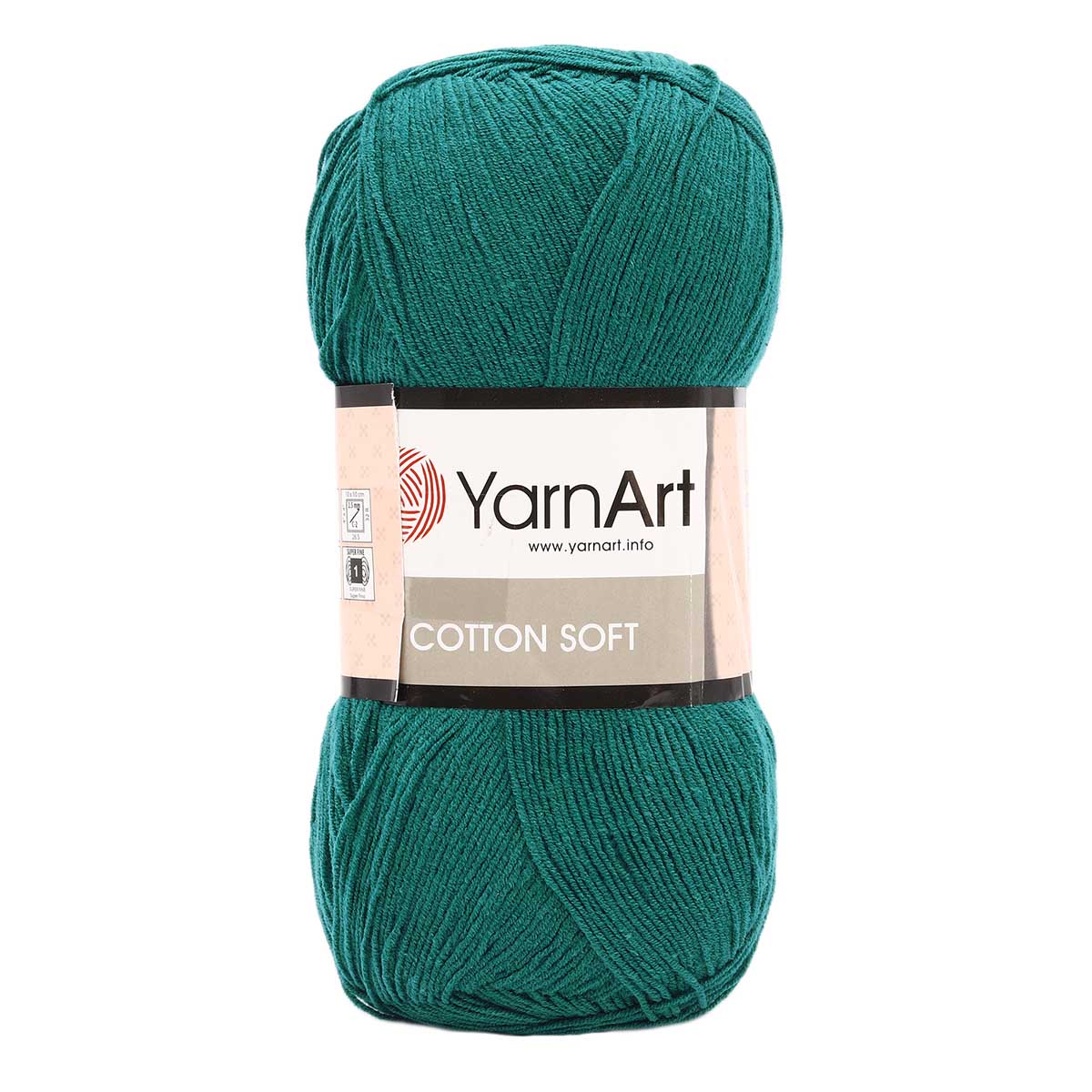 

Пряжа YarnArt Cotton soft, 100 г, 600 м (хлопок, акрил) (63 изумрудный), 5 мотков, Зеленый