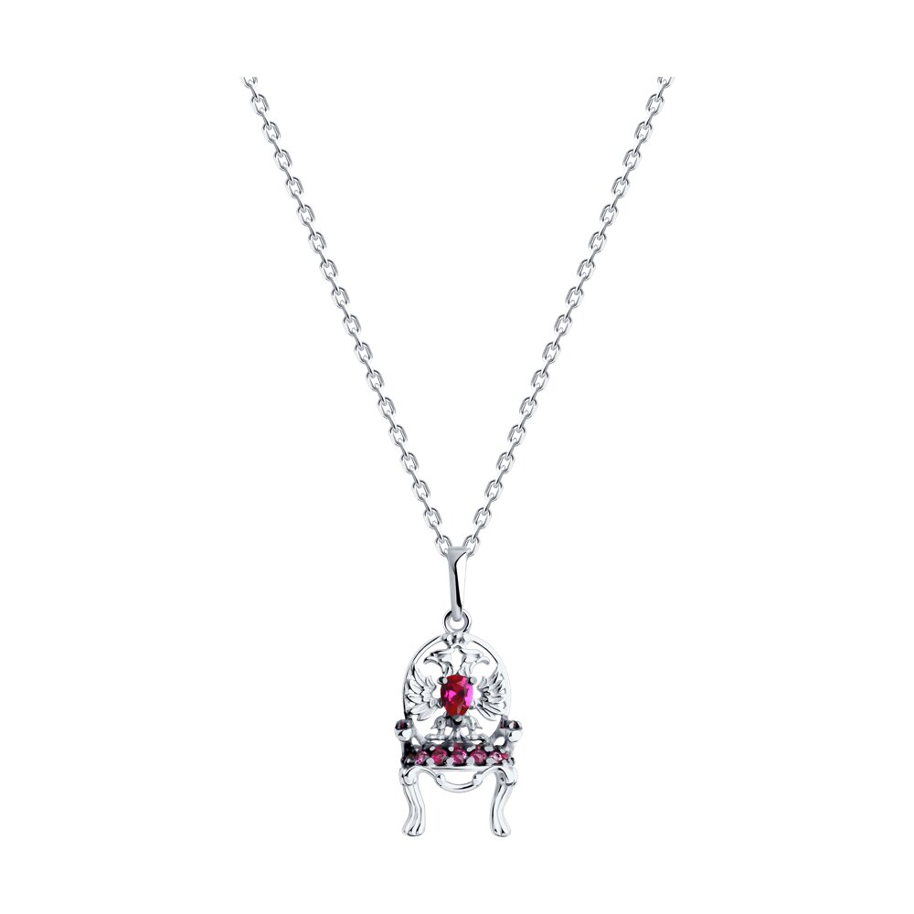

Колье из серебра 40-45 см SOKOLOV 94070953, корунд искусственный, 94070953