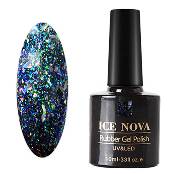 

Гель-лак ICE NOVA Павлиний хвост с кусочками слюды 05 серебристо-лазурный 10 мл