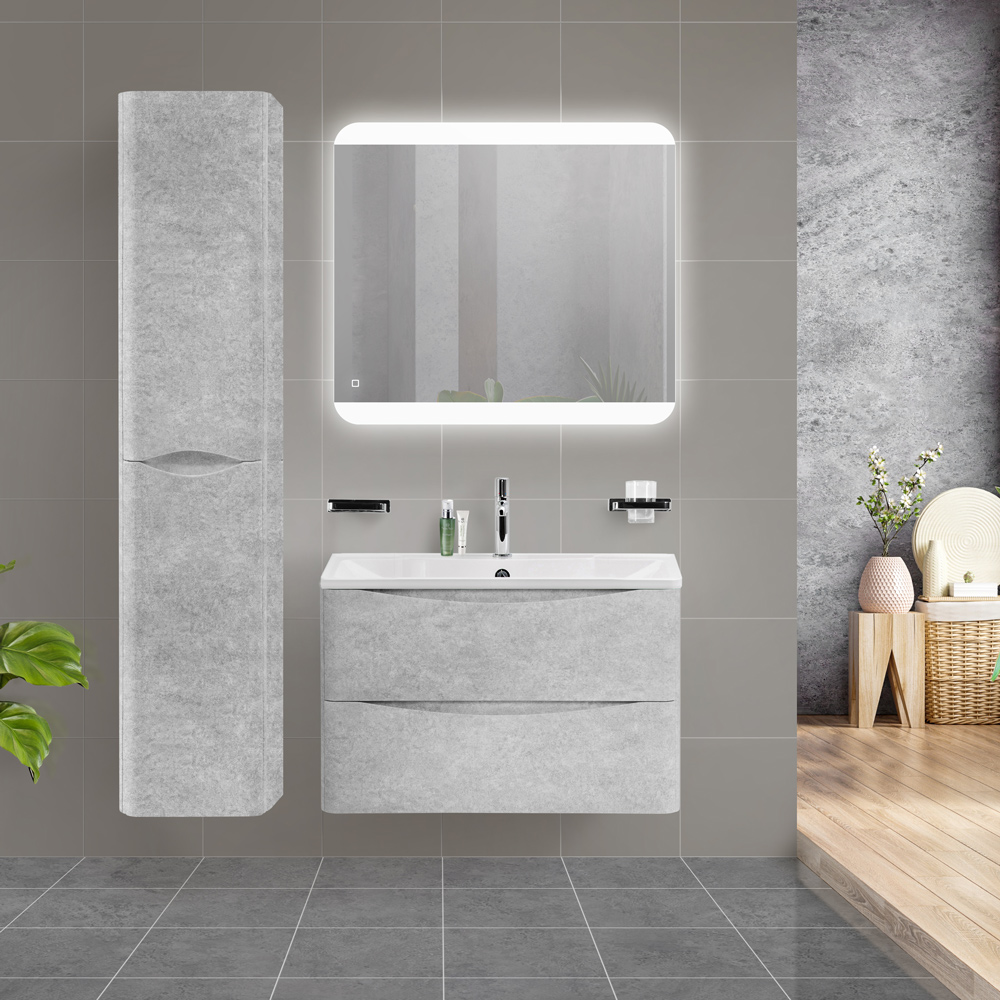 

Тумба с раковиной BelBagno ACQUA 80 Cemento Verona Grigio подвесная, Серый, ACQUA 80