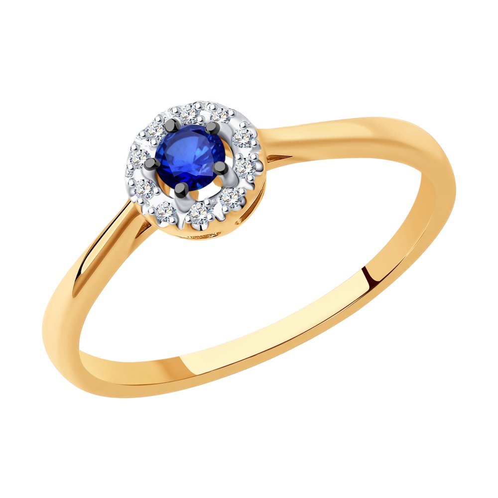 

Кольцо из золота р. 15,5 SOKOLOV Diamonds 2011166, бриллиант\сапфир, 2011166