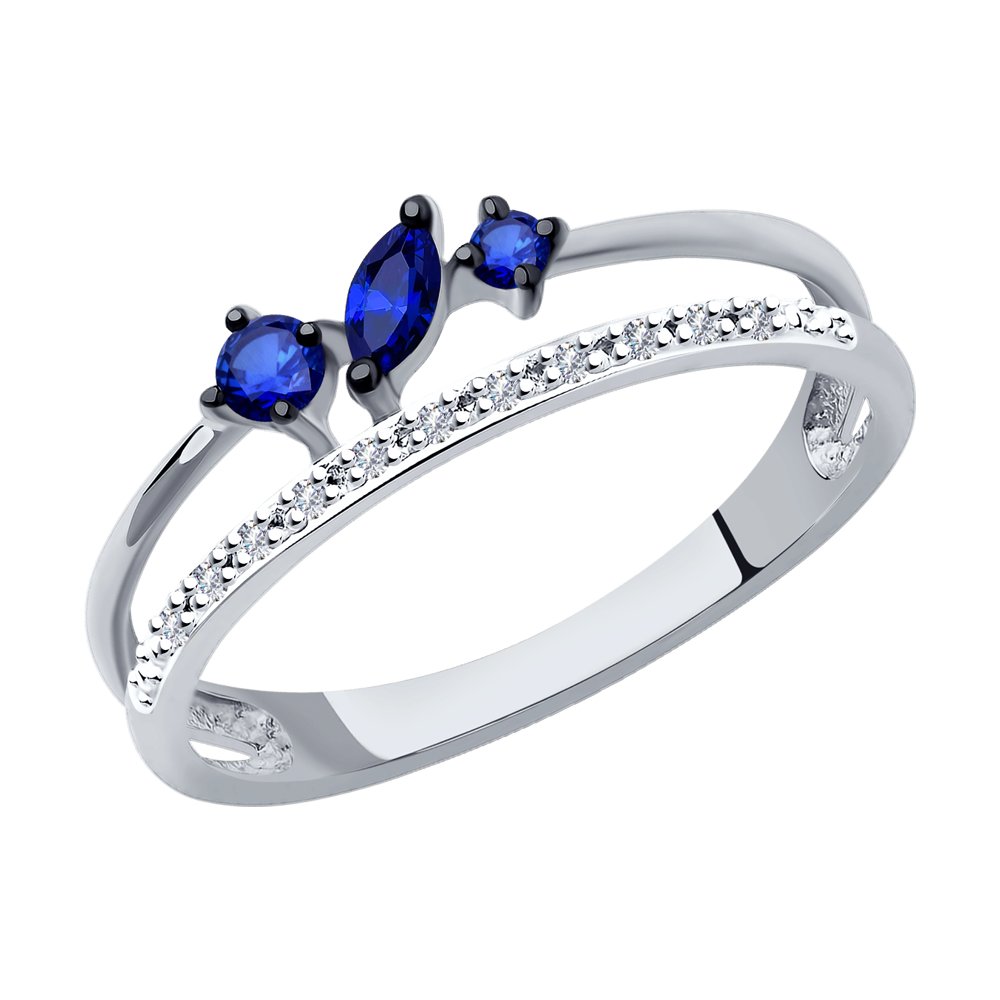 

Кольцо из белого золота с бриллиантом/сапфиром р.  SOKOLOV Diamonds 2011143-3, 2011143-3