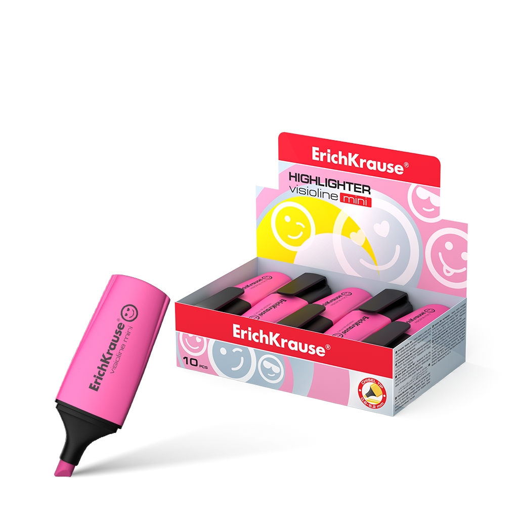 

Текстмаркер ErichKrause Visioline 42755 Neon, цвет чернил розовый 10 штук, Visioline Mini