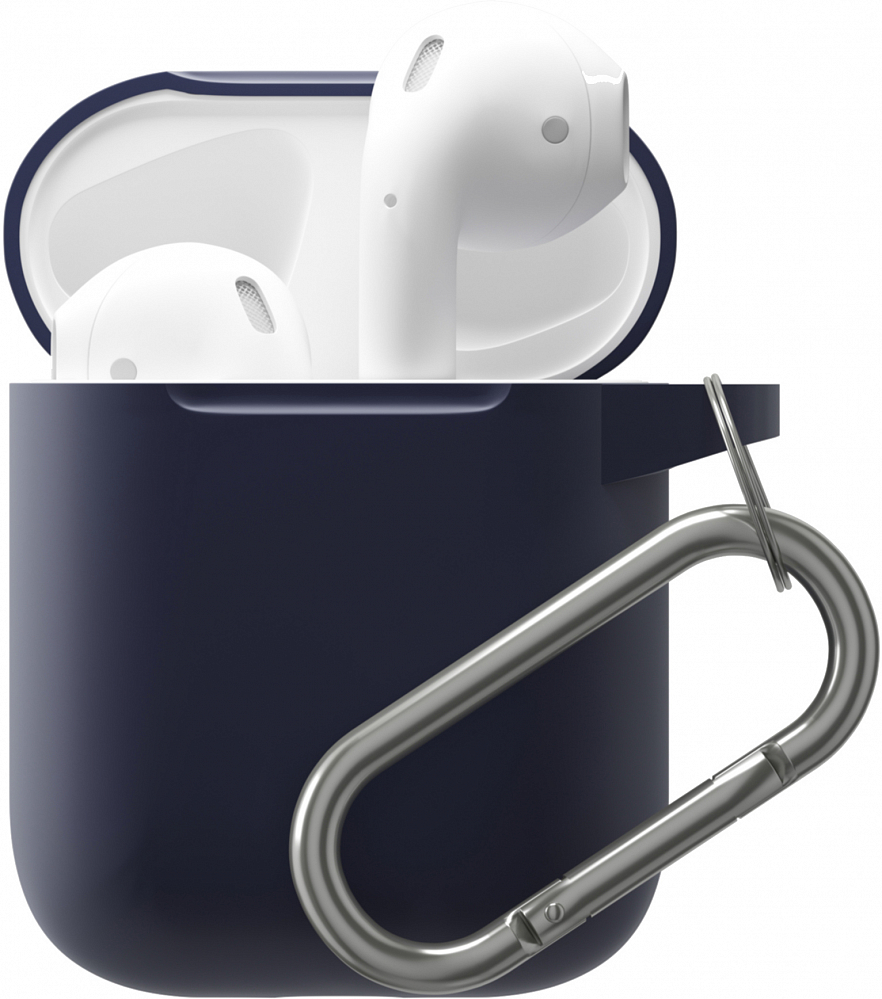 

Чехол Moonfish для футляра AirPods, силиконовый с карабином, синий, MF-APC-003