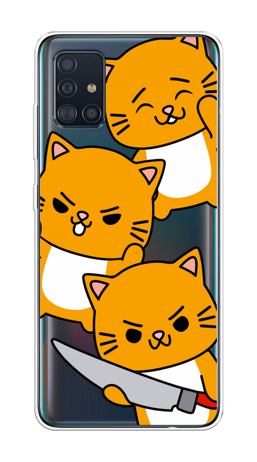 

Чехол на Samsung Galaxy A51 "Опасные котики", Оранжевый;серый;белый, 28950-1