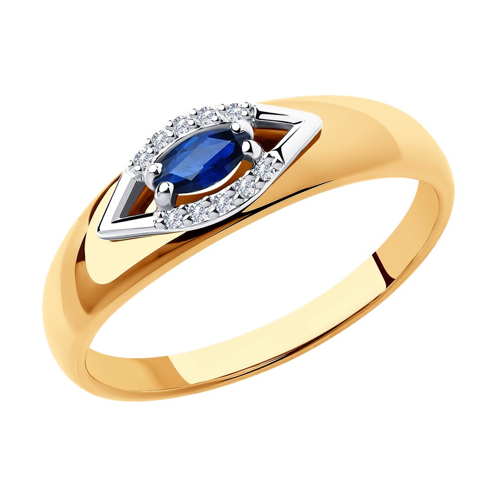 

Кольцо из комбинированного золота с бриллиантом/сапфиром р. 19,5 SOKOLOV Diamonds 2010987, 2010987