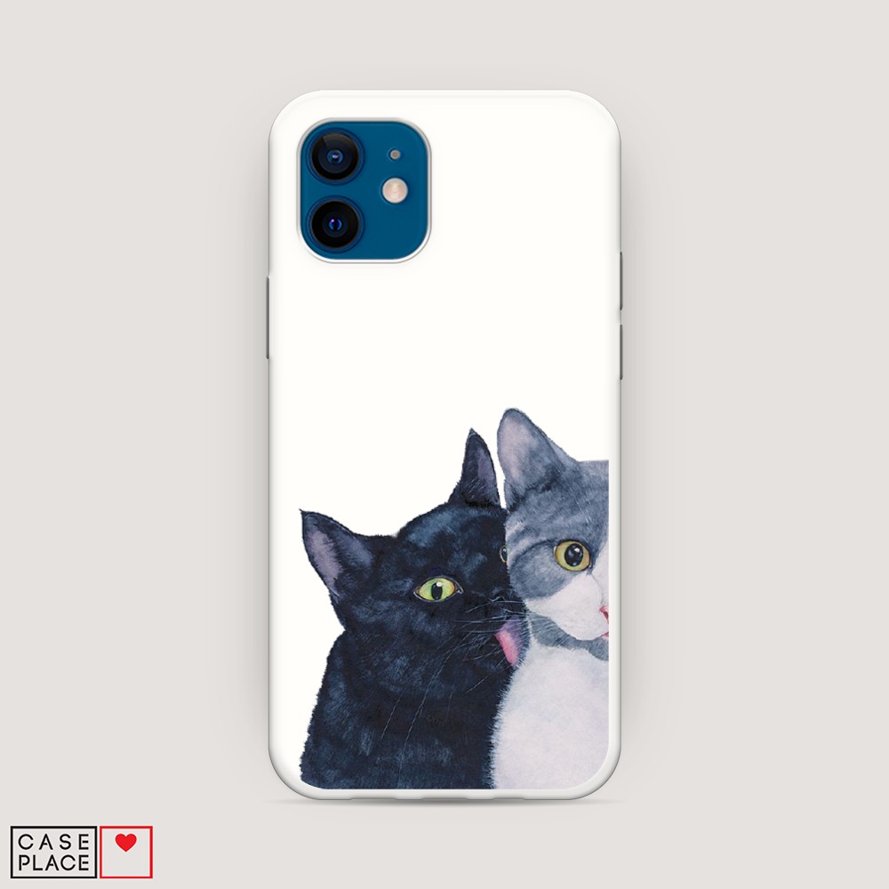 

Матовый силиконовый чехол "Кошачья любовь" на Apple iPhone 12, 12557-1