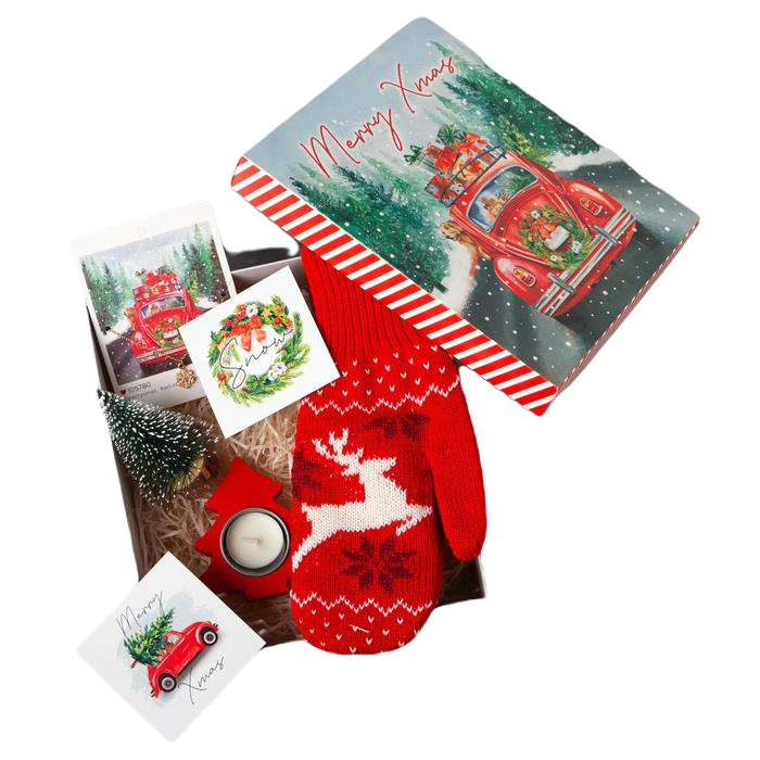 

Подарочный набор Новый год: Merry Xmas варежки р-р 19 и аксессуары, Красный
