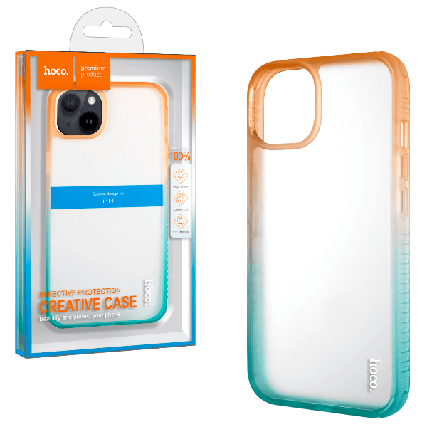 

Чехол Hoco для iPhone 14 Crystal Color Skin (Orange/Green)