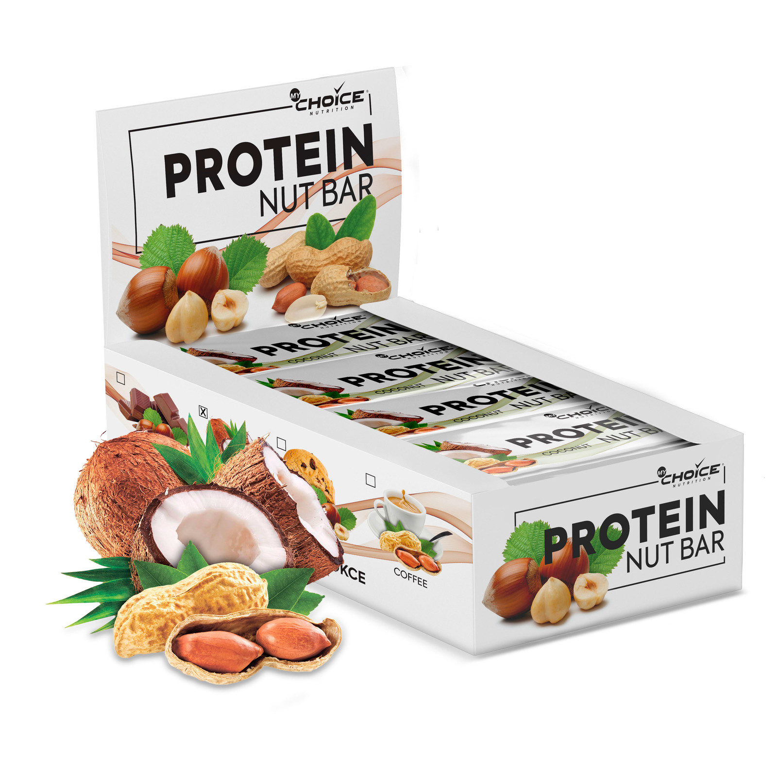 фото Батончики mychoice nutrition protein nut bar (20 шт х 40 г) кокос my choice nutrition