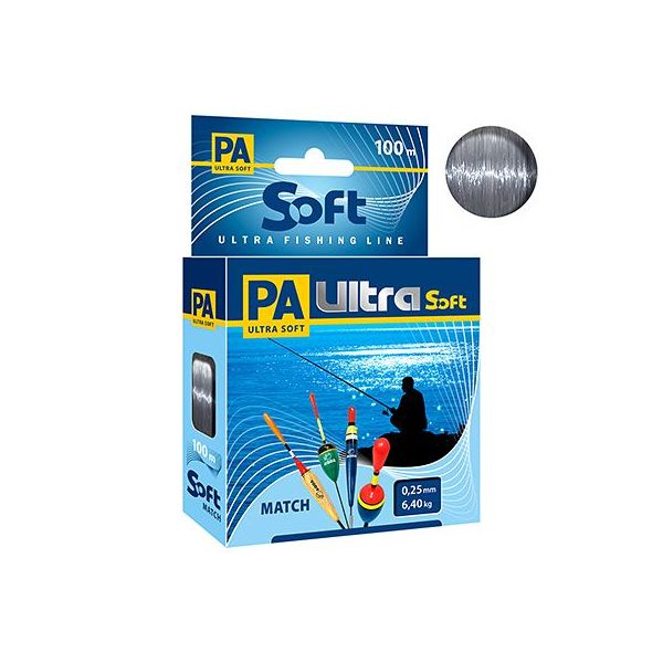 фото Монофильная леска для рыбалки pa ultra soft match 0,25mm 100m ( 1 штука ) aqua