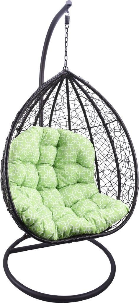 фото Подвесное кресло черное giardino club set2 200045 зеленая подушка