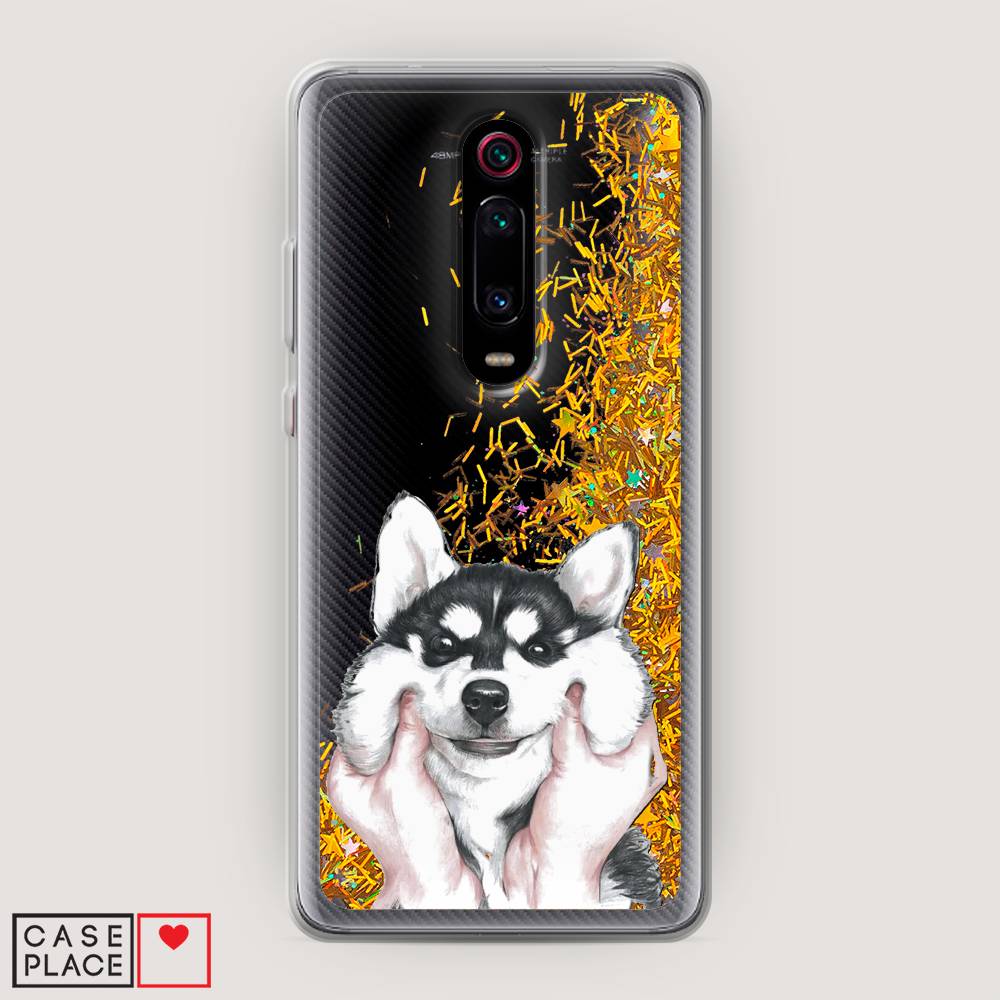 

Жидкий чехол с блестками "Щечки хаски" на Xiaomi Redmi K20 Pro, 35690-1