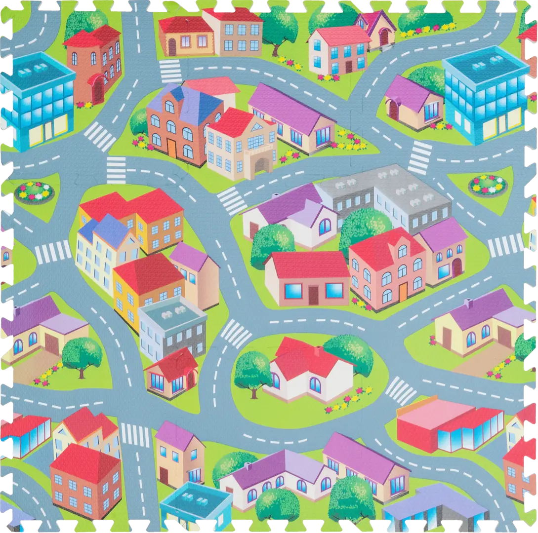 

Коврик пазл Город 30x30 см винил мультиколор, Разноцветный