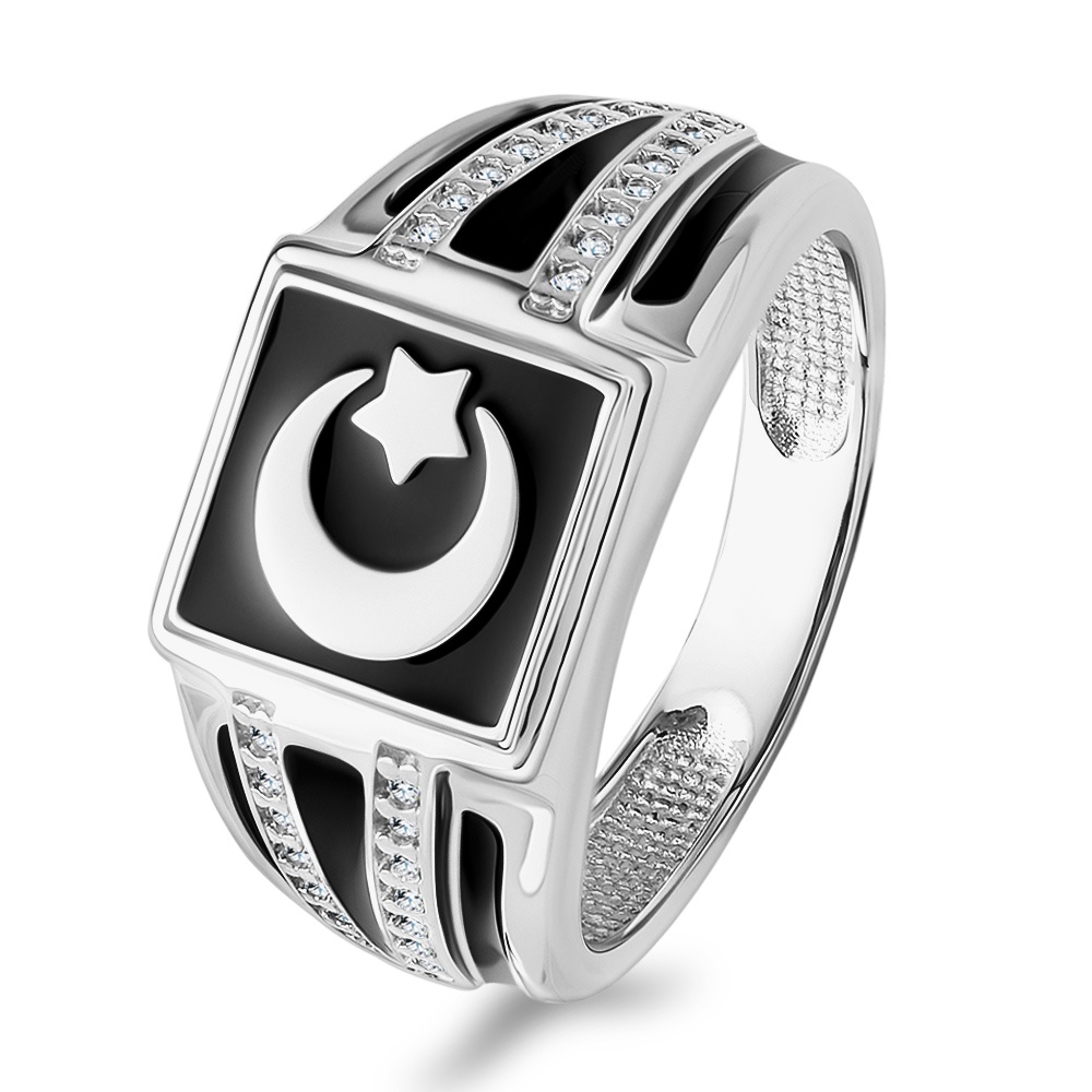 

Кольцо из серебра р. , 585Gold 901001055, эмаль/фианит, 901001055