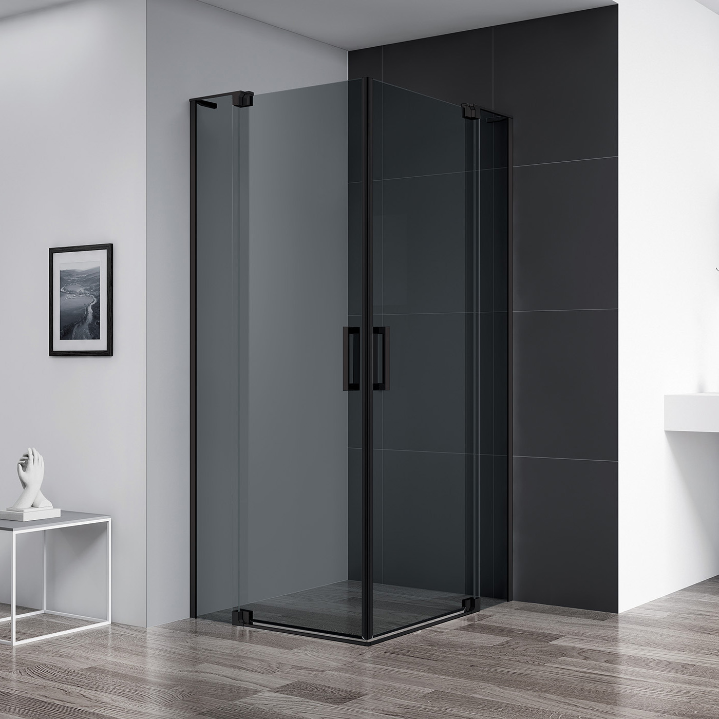 

Уголок душевой Cezares Slider (900-1000)x(900-1000)x1950 SLIDER-A-2-90/100-GRIGIO-NERO