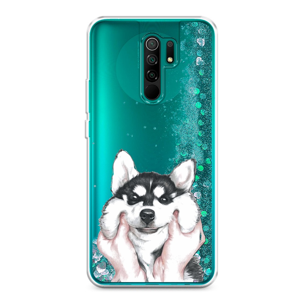 

Жидкий чехол с блестками "Щечки хаски" на Xiaomi Redmi 9, 38395-1