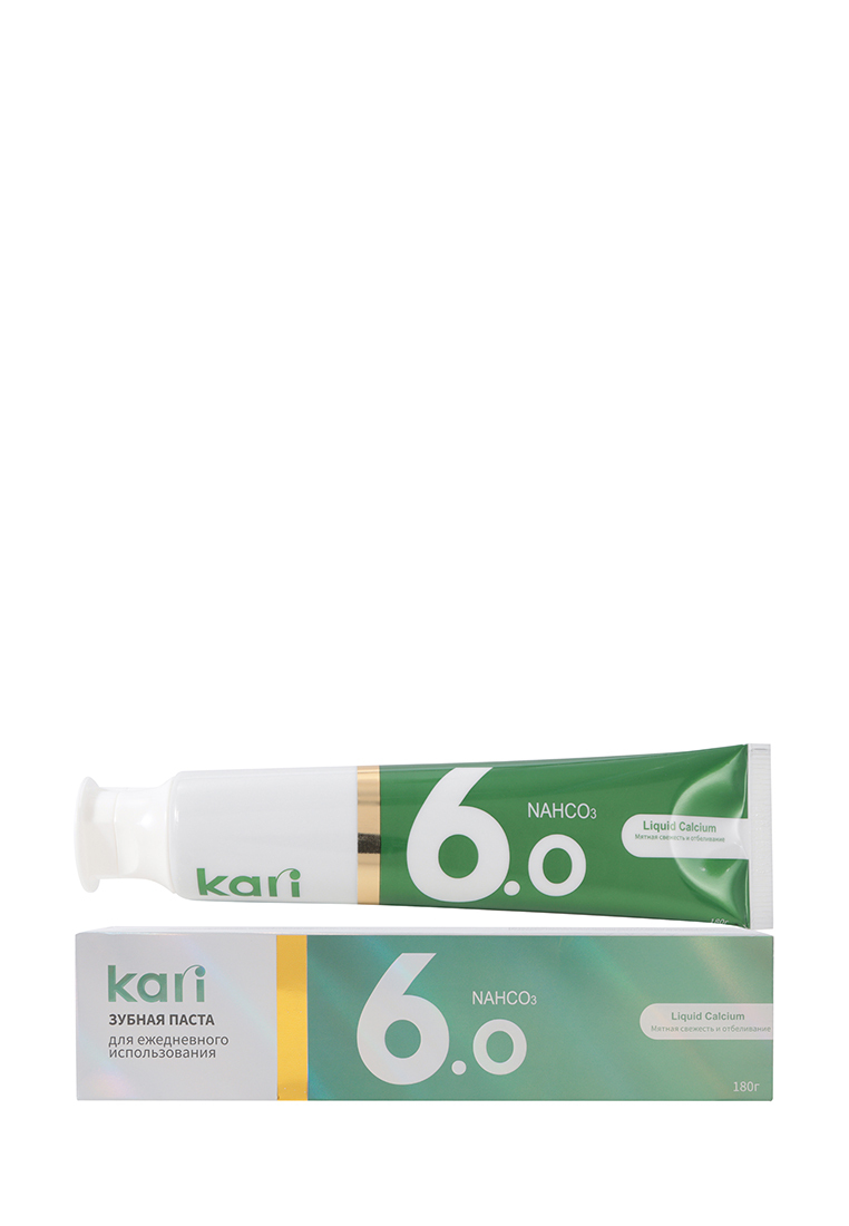 Зубная паста Kari с микрочастицами соды (мятная свежесть и отбеливание), 180 мл