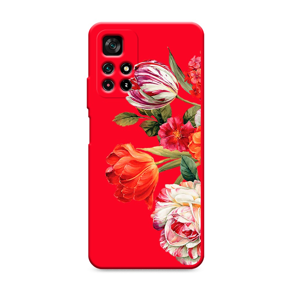 фото Матовый силиконовый чехол "весенний букет" на xiaomi redmi note 11t 5g awog