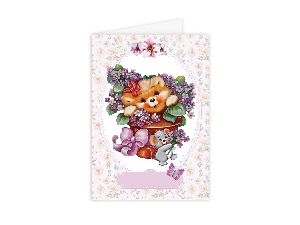 Набор для открытки «Медвежонок с цветами» C0103