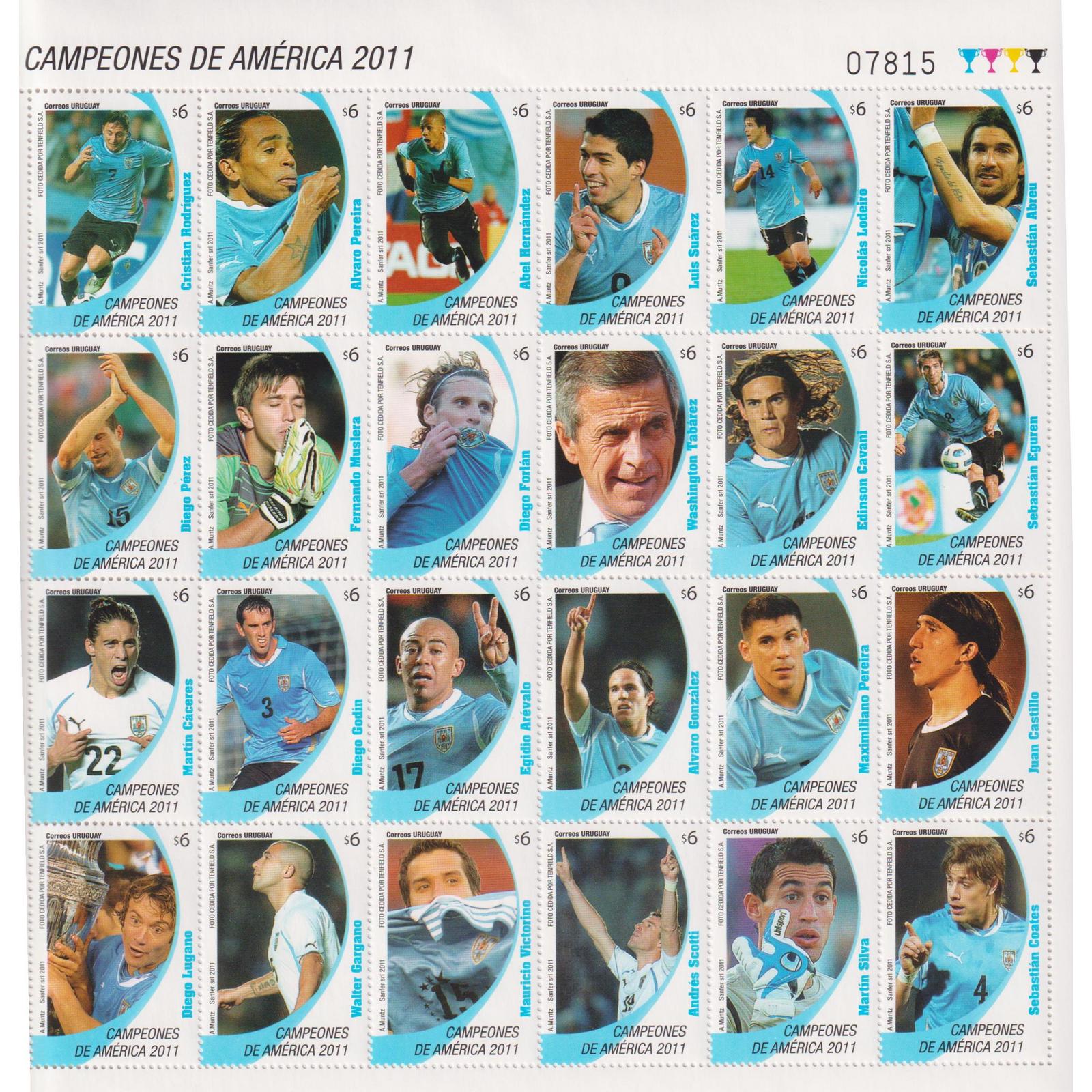 

Почтовые марки Уругвай Футбол - Чемпионы Америки Футбол