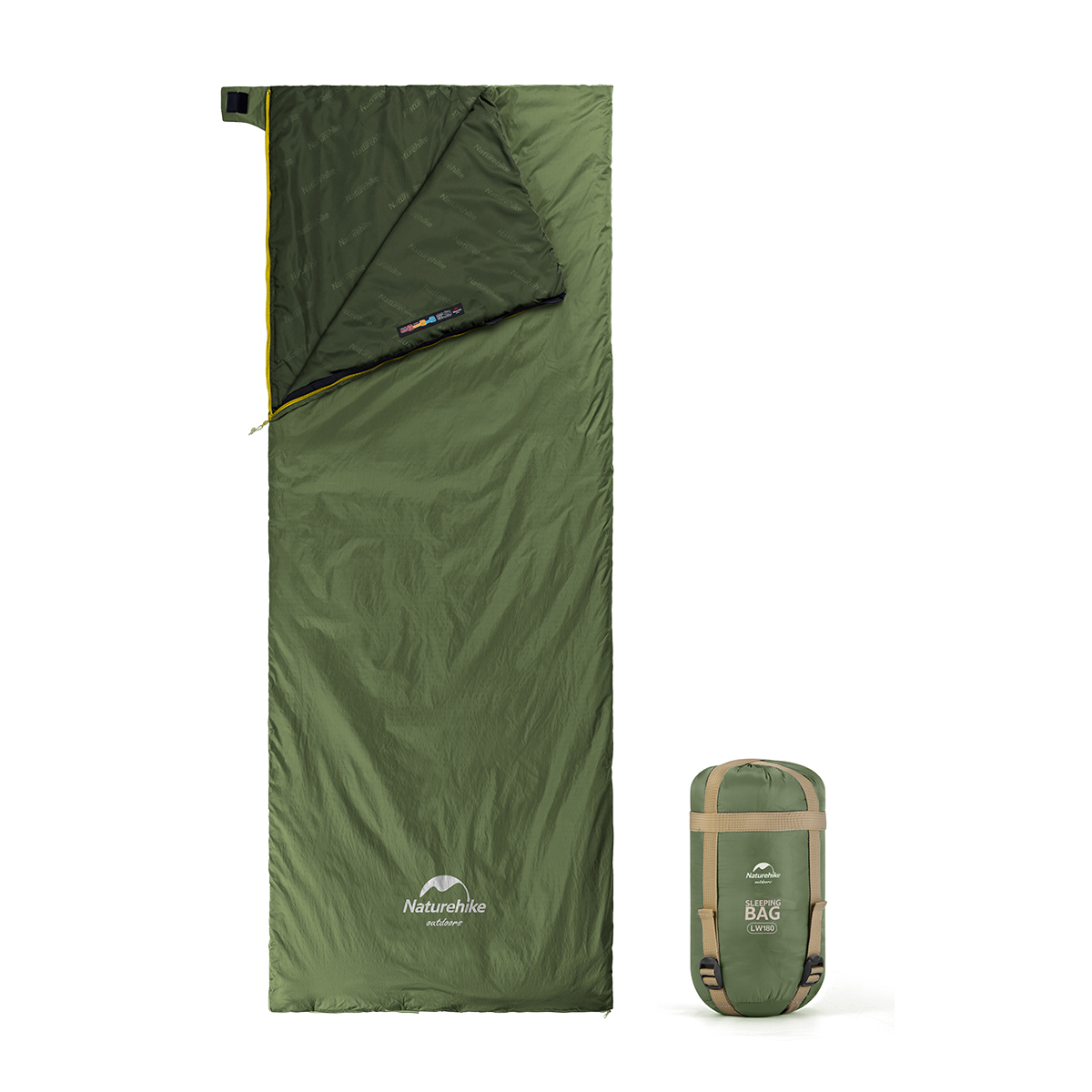 Мешок спальный Naturehike LW180 mini, M, зелёный милитари, NH21MSD04