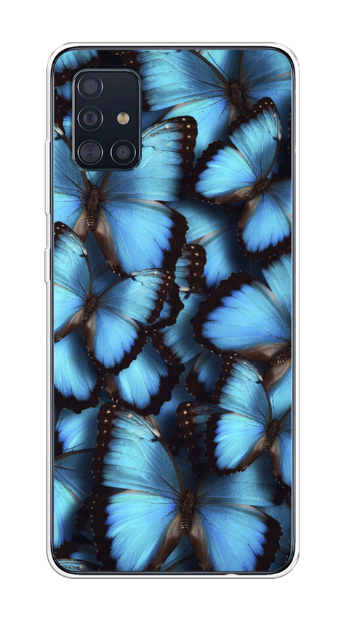 

Чехол на Samsung Galaxy A51 "Тропическая бабочка 2", Голубой;черный, 28950-1