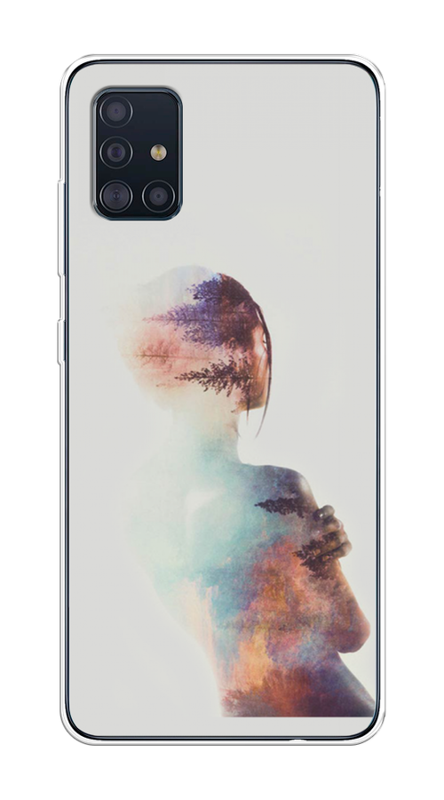 

Чехол на Samsung Galaxy A51 "Девушка-лес", Розовый;голубой;серый, 28950-1