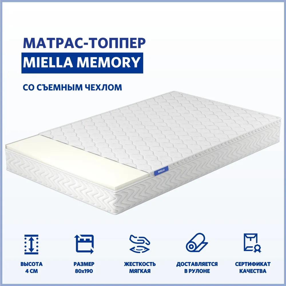 

Топпер средне-мягкий Miella Memory 180х200, Белый, Memory