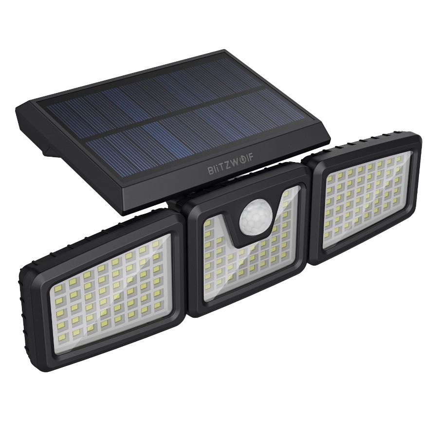 Прожектор BlitzWolf BW-OLT4 3 Heads Adjustable Solar Sensor Flood Light 18000 mAh Black соска силиконовая антиколик широкое горло от 6 мес быстрый поток