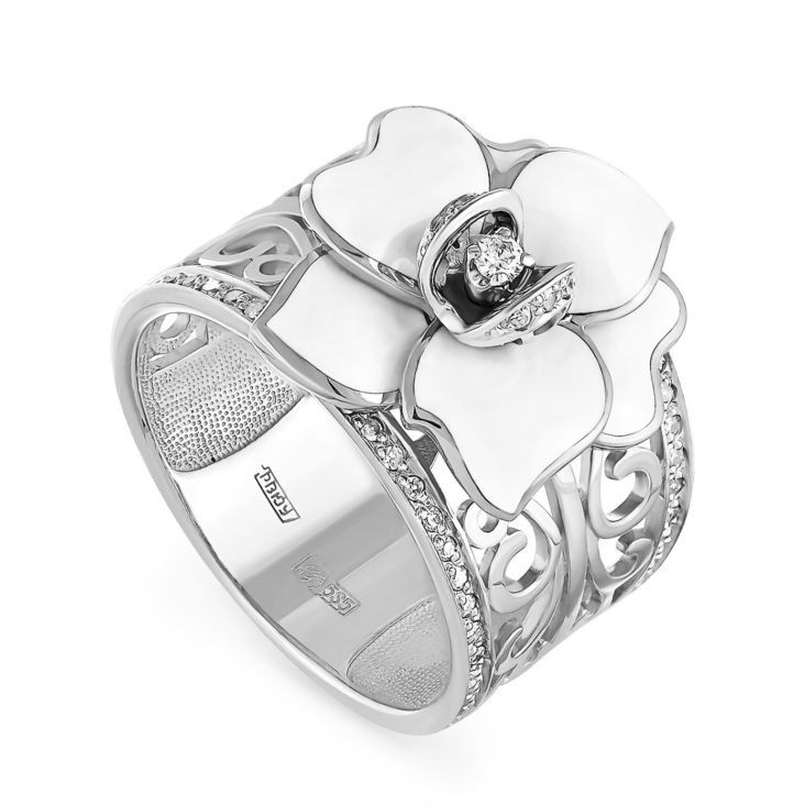 

Кольцо из белого золота с бриллиантом/эмалью р. 17,5 Kabarovsky 11-1669-1010, 11-1669-1010