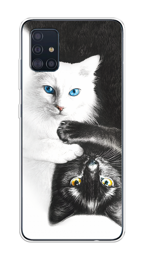 

Чехол на Samsung Galaxy A51 "Коты Инь-Янь", Черный;белый;голубой, 28950-1